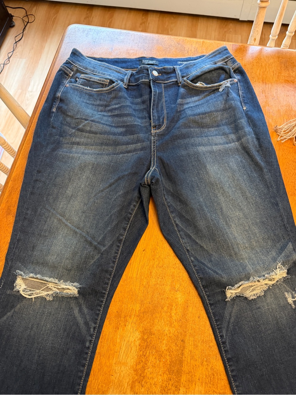 Judy Blue Straight Fit Distressed Raw Hem Jeans 18W